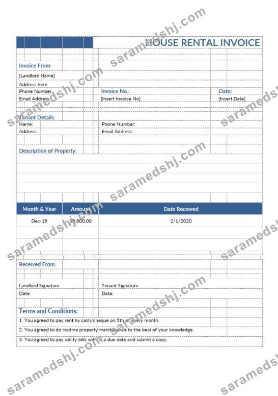 House Rental Invoice Template